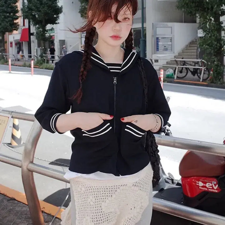[BUNJANG] Freckle Sailor Navy Midi Jacket Mini Kids / freckle 프레클 세일러 네이비 미디 재킷 미니사이즈 키즈