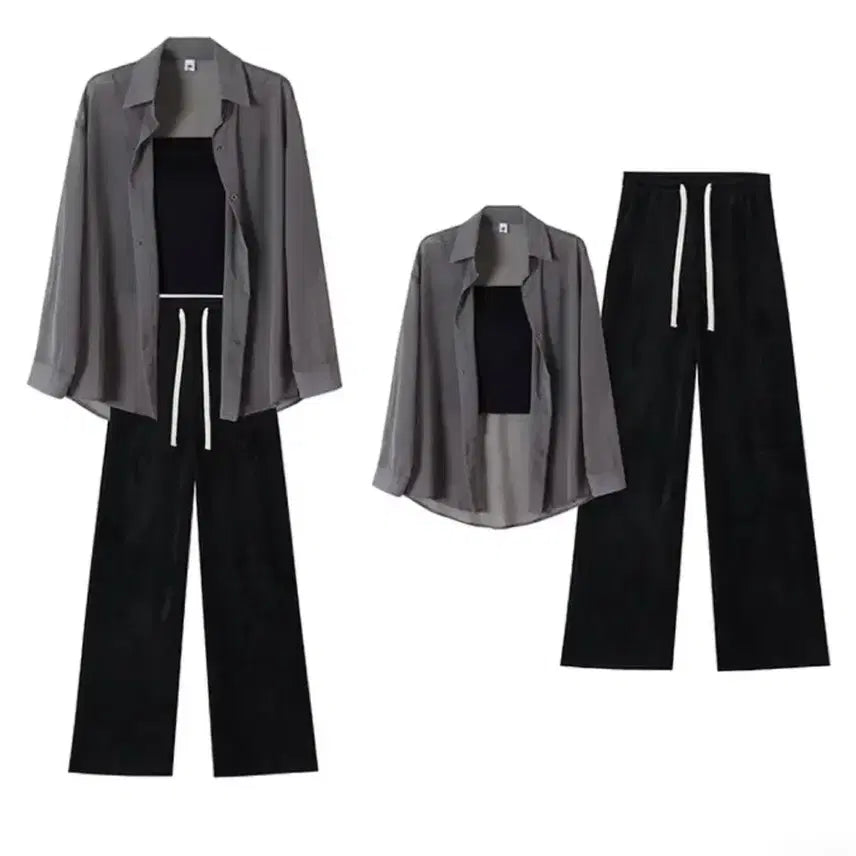 [BUNJANG] Gray Shirt and Pants Set / 그레이셔츠 세트 (셔츠+팬츠)