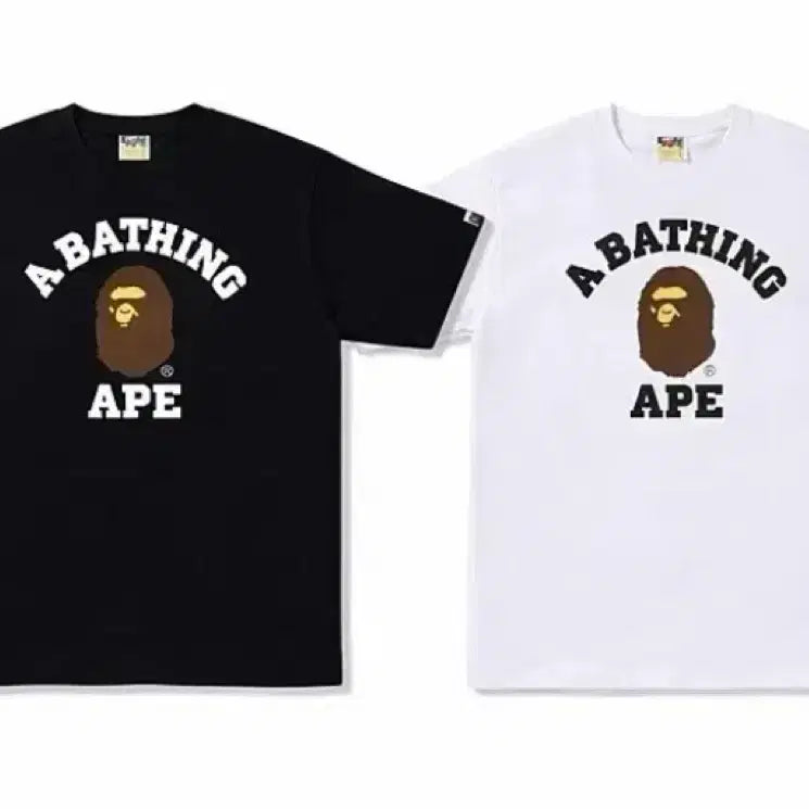 [BUNJANG] BAPE College Short Sleeve T-shirt (Black/White) / 병행정품*베이프 BAE 컬리지 반팔 티셔츠 블랙/화이트 미개봉 새상품