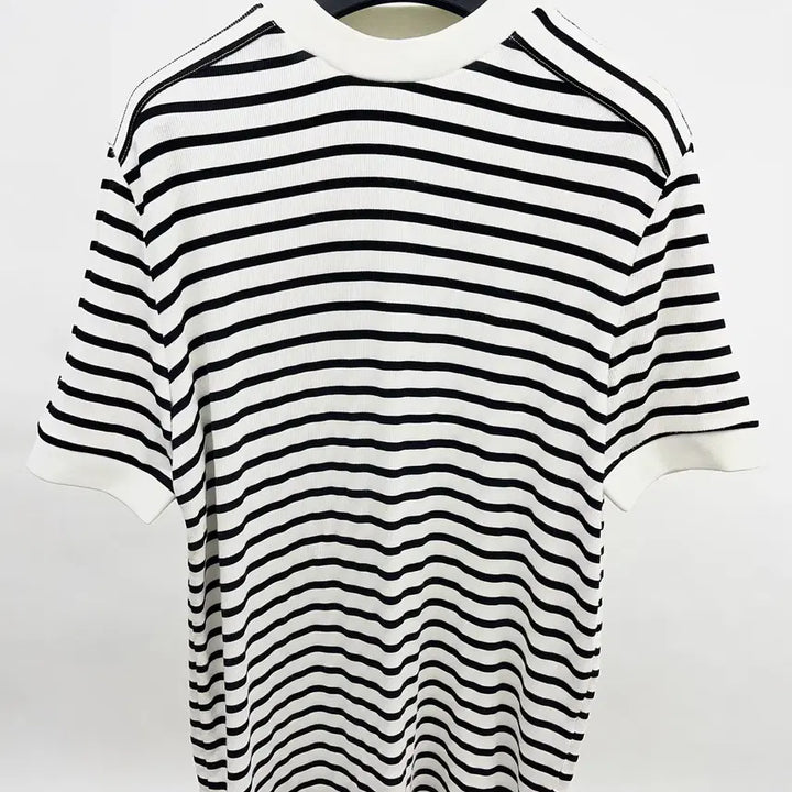 [BUNJANG] System Homme Minimal Stripe Short-Sleeve Knit / 시스템옴므  스트라이프반팔니트