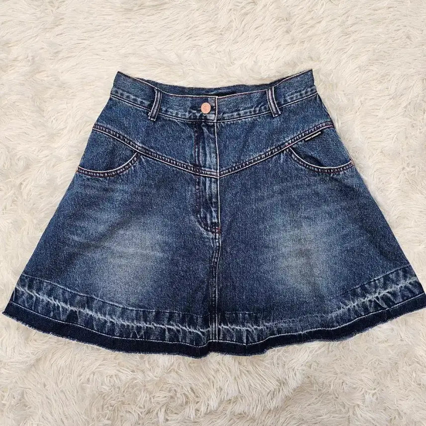 [BUNJANG] Lucky Chouette Denim A-line Mini Skirt / 럭키슈에뜨 데님 A라인 미니스커트 36