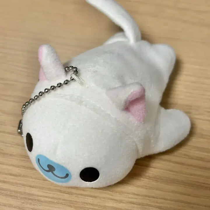 [BUNJANG] White Cat Mamegoma Keychain / 레어 화이트네코 고양이 마메고마 키링