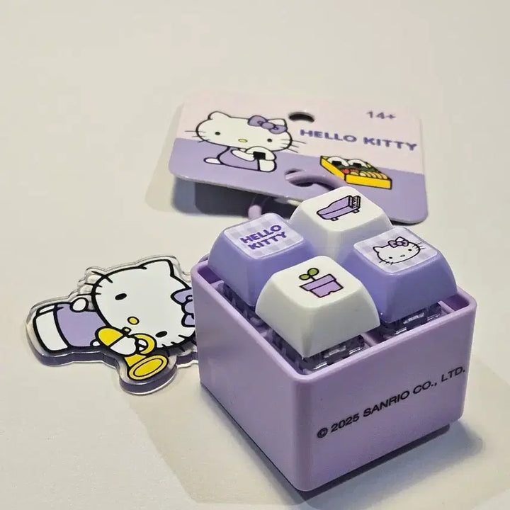 [BUNJANG] Hello Kitty LED Keycap Keyring Purple / 미사용 새제품) 헬로키티 정품 4구 LED 키캡 키링 딸깍이 키홀더 퍼플