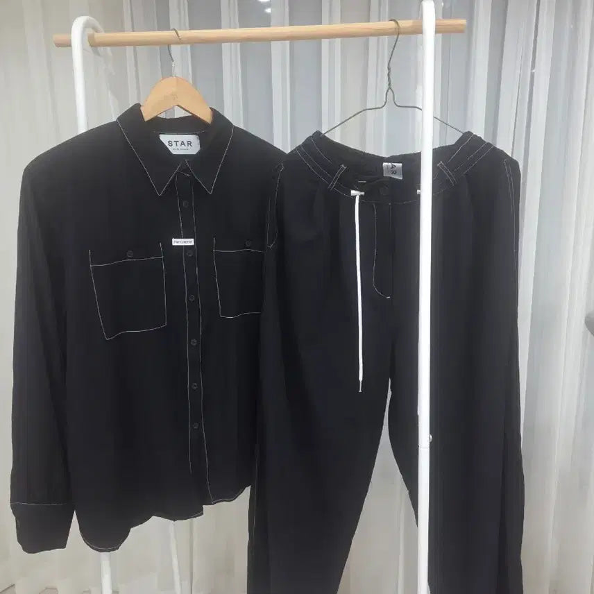 [BUNJANG] Andy Shirt and Pants Set (Black, Navy) / 앤디셔츠팬츠세트(블랙,네이비2세트있음~벨201,마리언니등판매상품!)