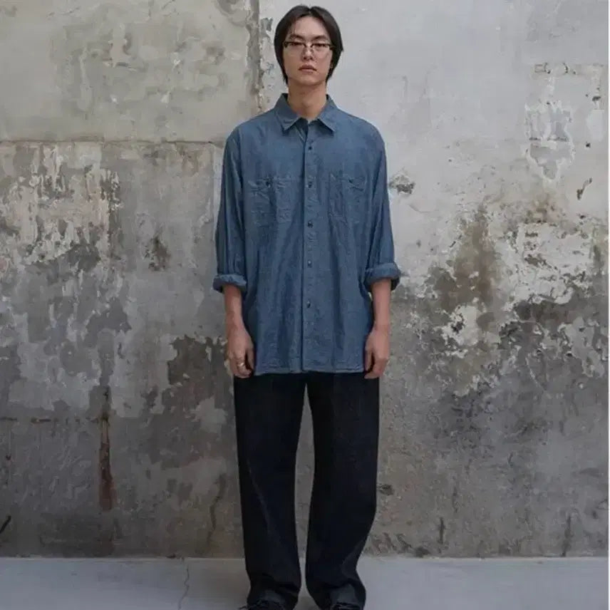 [BUNJANG] Ourselfs 24ss Washed Chambray Shirt Size 2 / 24ss 아워셀브스 워시드 샴브레이 셔츠 2사이즈