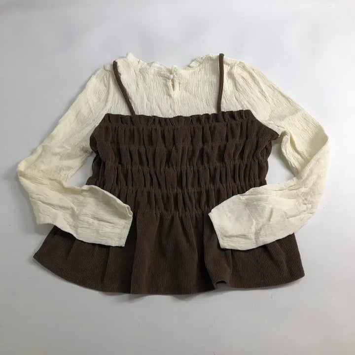 [BUNJANG] Corduroy Bustier Shirred Blouse / 코듀로이 뷔스티에 셔링 블라우스