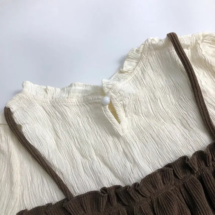 [BUNJANG] Corduroy Bustier Shirred Blouse / 코듀로이 뷔스티에 셔링 블라우스