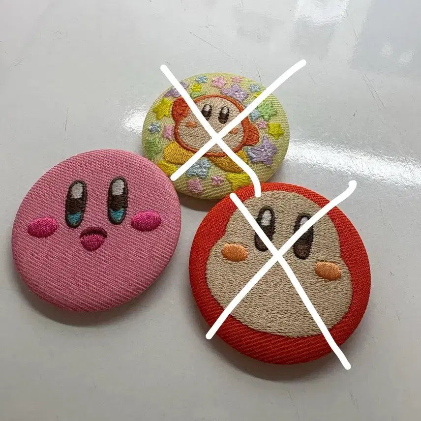 [BUNJANG] Bandai Kirby Embroidered Button Badge / 별의 커비 반다이 자수 캔뱃지