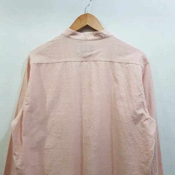[BUNJANG] 빈티지 헨리넥 연핑크 무지 솔리드 긴팔 셔츠 남XL Q167 / 빈티지 헨리넥 연핑크 무지 솔리드 긴팔 셔츠 남XL Q167