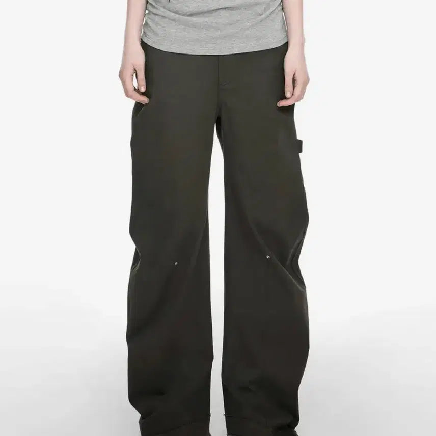[BUNJANG] 나체 Rawcut curved pants (KHAKI) 2 size / 나체 Rawcut curved pants (KHAKI) 2 size