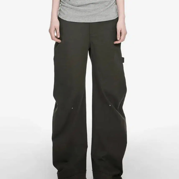 [BUNJANG] 나체 Rawcut curved pants (KHAKI) 2 size / 나체 Rawcut curved pants (KHAKI) 2 size