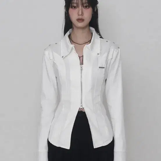 [SOLD OUT] 에트오소메 데미지 아일렛 코르셋 자켓 화이트