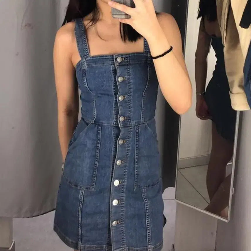 [BUNJANG] H&amp;M 데님 멜빵 원피스 32 / H&amp;M 데님 멜빵 원피스 32