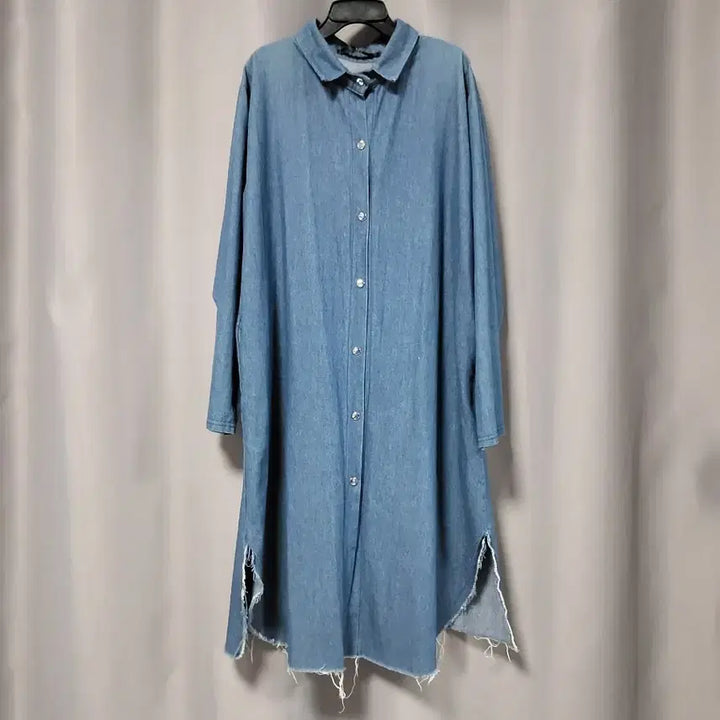[BUNJANG] Heji Denim Long Shirt / 헤지 데님 롱셔츠