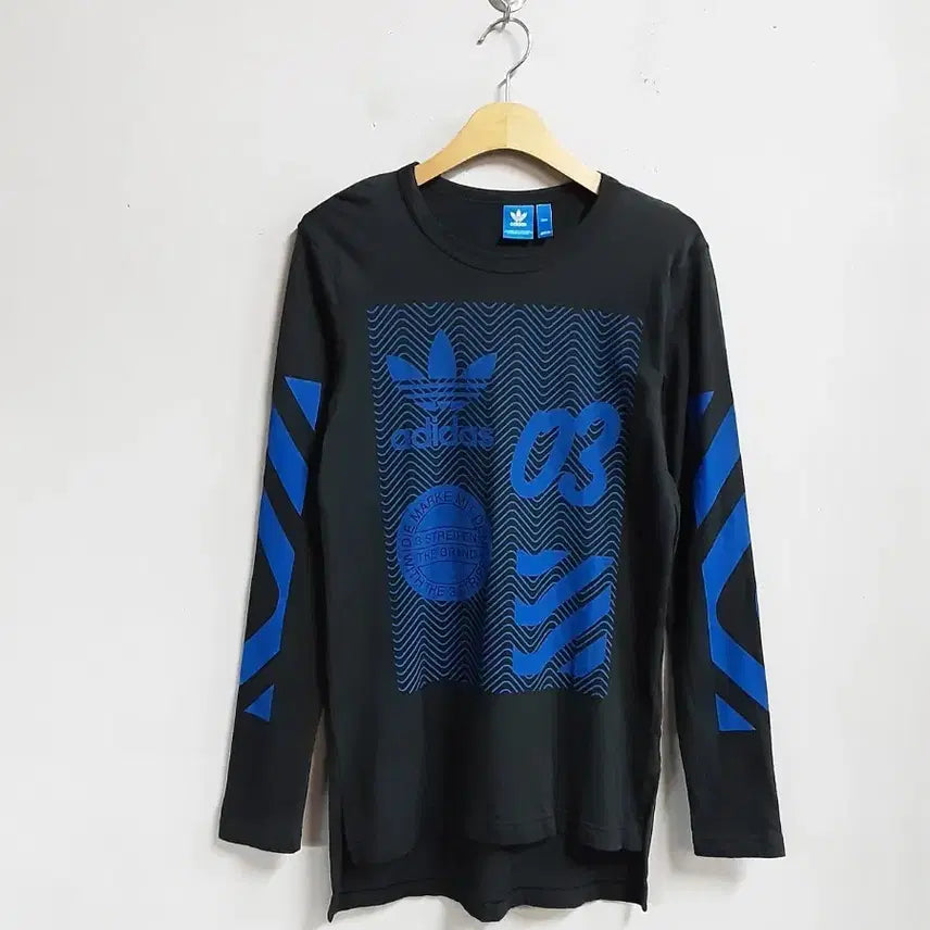 [BUNJANG] Adidas Long Sleeve T-Shirt / 아디다스 블랙/블루 긴팔 티셔츠 90