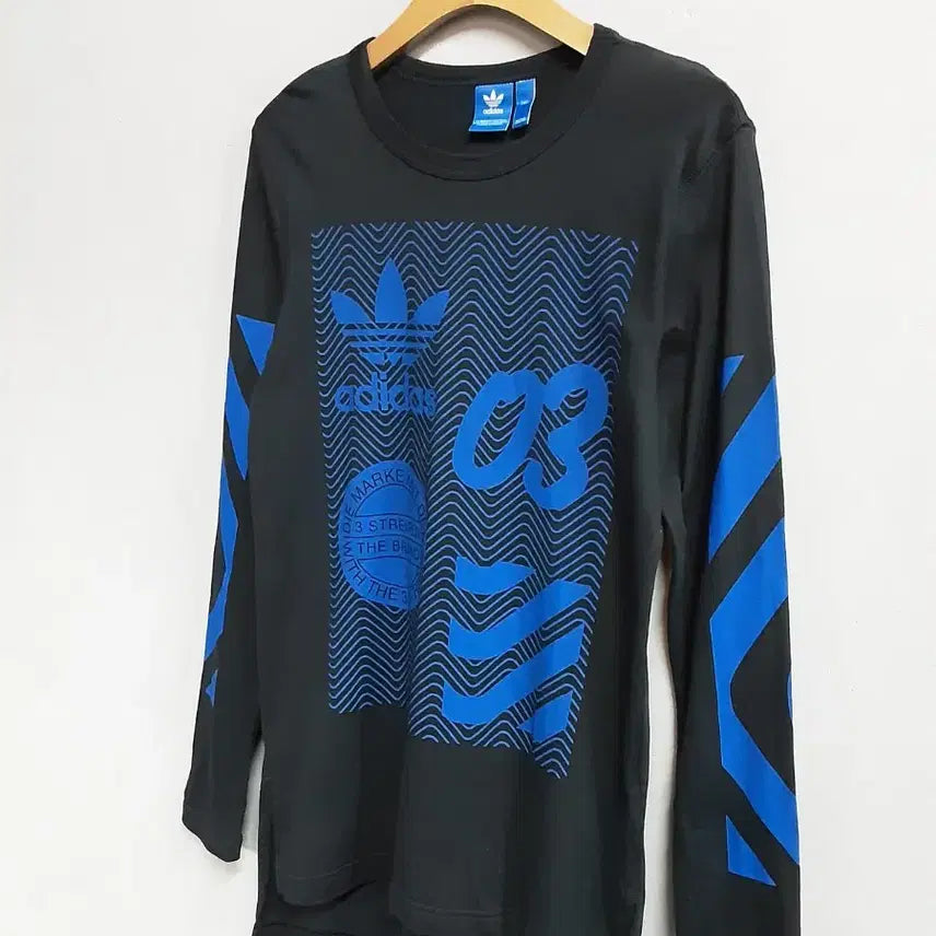 [BUNJANG] Adidas Long Sleeve T-Shirt / 아디다스 블랙/블루 긴팔 티셔츠 90