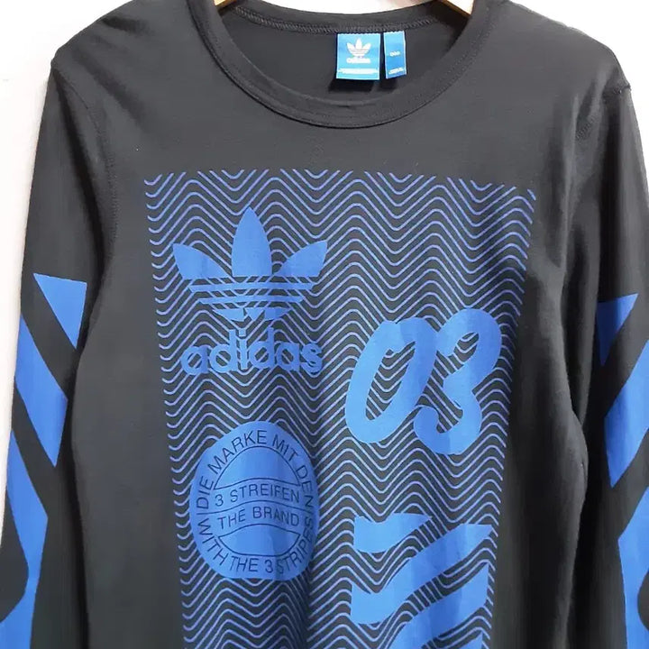 [BUNJANG] Adidas Long Sleeve T-Shirt / 아디다스 블랙/블루 긴팔 티셔츠 90