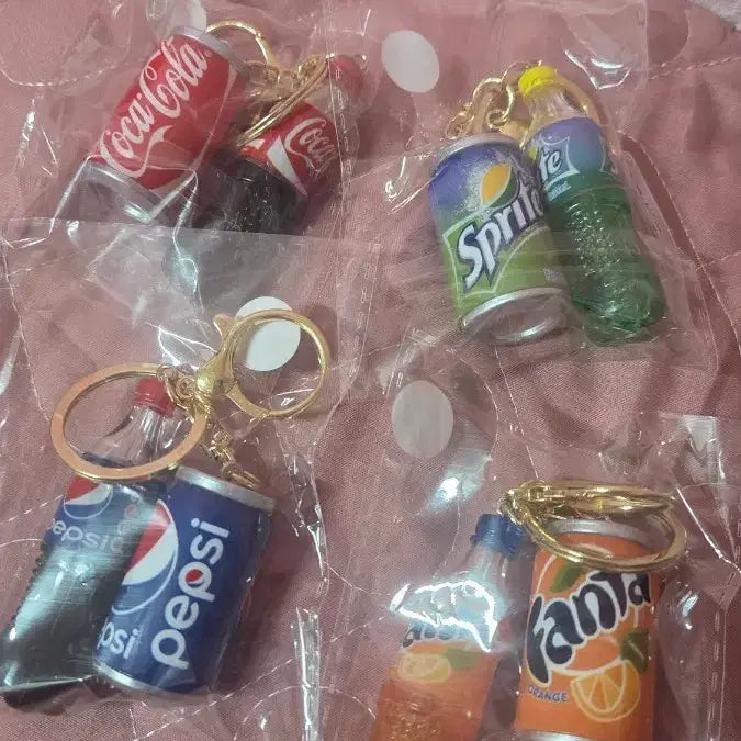 [BUNJANG] Coca-Cola/Pepsi/Fanta/Sprite Beverage Can/Bottle Keyring Set / 코카콜라/펩시/환타/스프라이트 음료 키링
