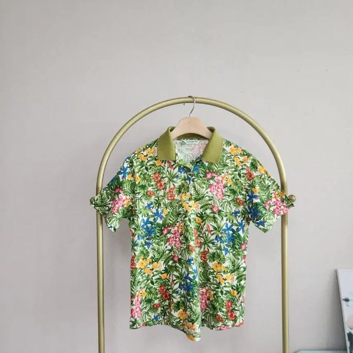 [BUNJANG] Superior Flower Pattern Short Sleeve Polo Shirt / 슈페리어 플라워 패턴 반팔 카라 티셔츠