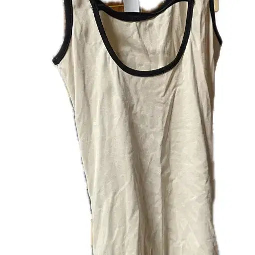 [BUNJANG] Sleeveless Printed Shirred Mini Dress / 프린팅 민소매 베이지 블랙 배색 원피스