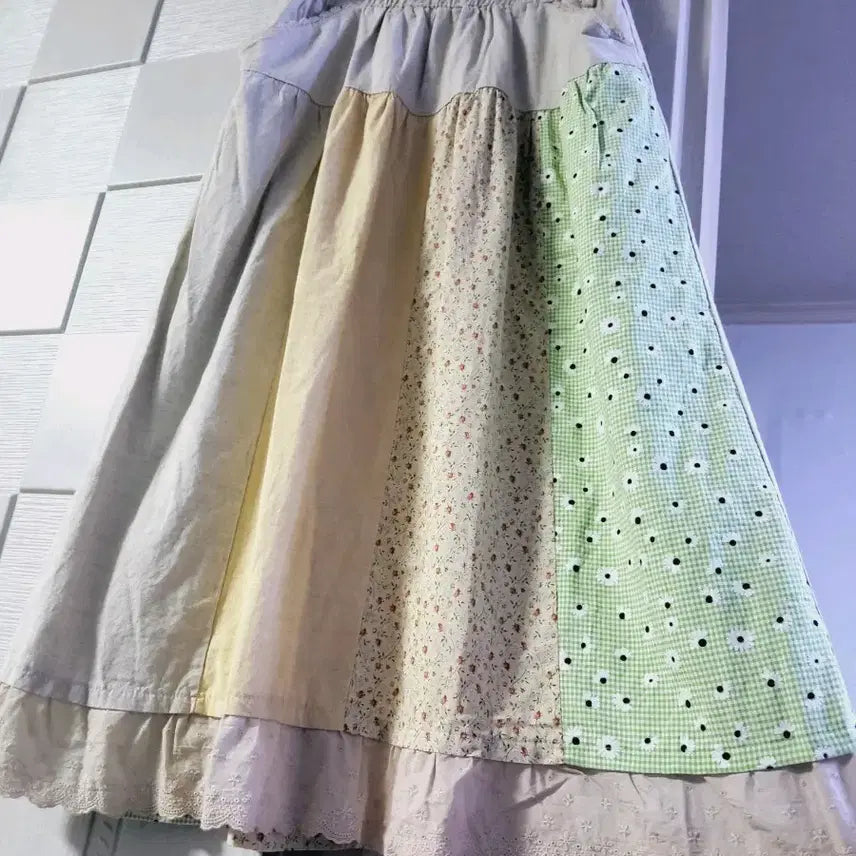 [BUNJANG] Lace Patchwork Long Skirt / 레이스  패치워크 롱 스커트