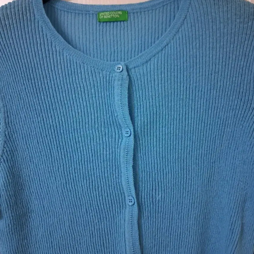 [BUNJANG] Benetton Blue Knit Cardigan / 베네통 블루 니트 가디건(26 신상)