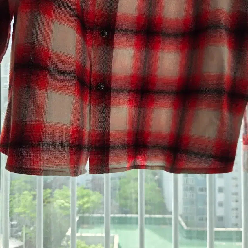 [BUNJANG] Black Out Checkered Shirt Red [L] / 블랙아웃 체크셔츠 레드 [L]