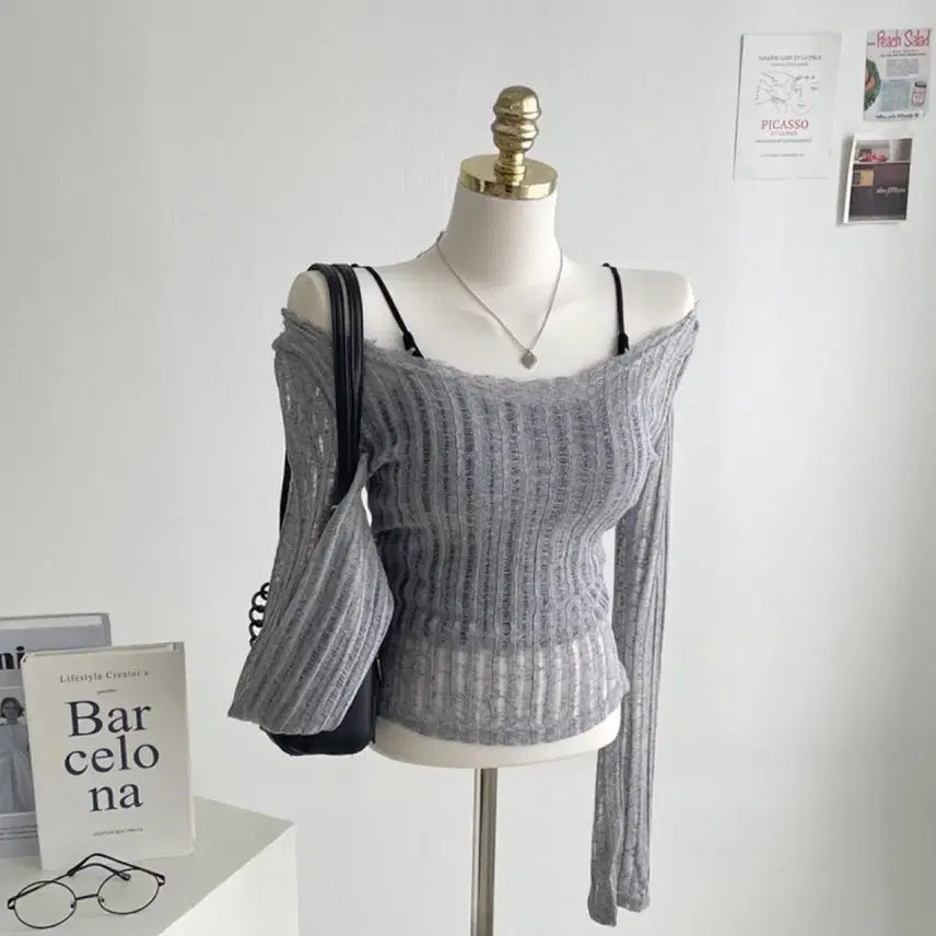 [BUNJANG] Sheer Mesh Knit - Grey / 에이블리 시스루 긱시크
