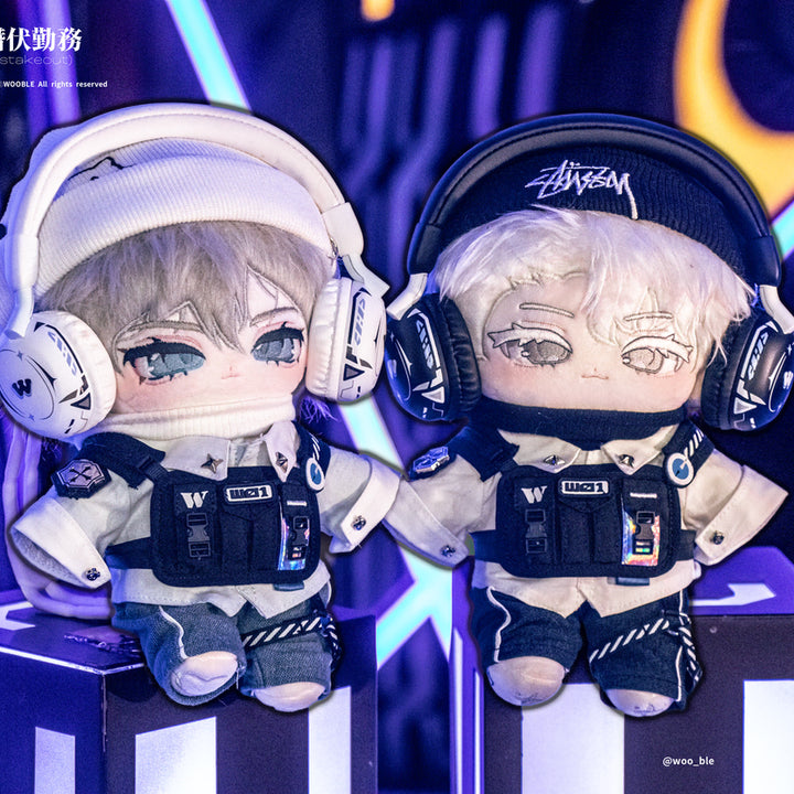 [BUNJANG] Woobul 20cm Doll Clothes Techwear Jeans + Headset (Sealed) / 우블 20cm 잠복근무 연청진청 + 헤드셋 미개봉 솜인형 옷 테크웨어
