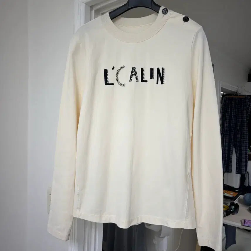 [BUNJANG] SJSJ Ivory Ribbed Neck T-Shirt / 한섬 SJSJ 아이보리 티셔츠 / sjsj