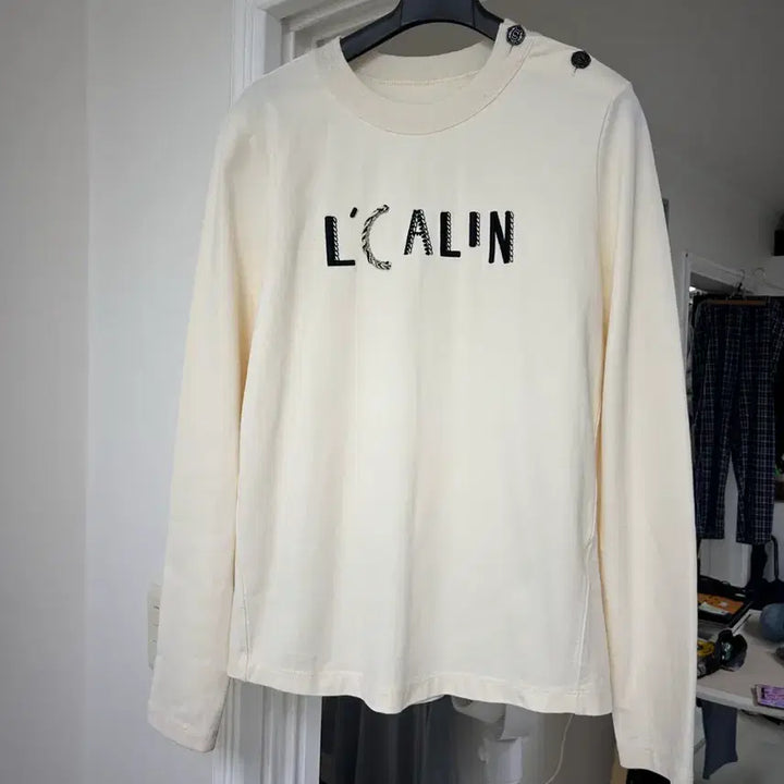 [BUNJANG] SJSJ Ivory Ribbed Neck T-Shirt / 한섬 SJSJ 아이보리 티셔츠 / sjsj