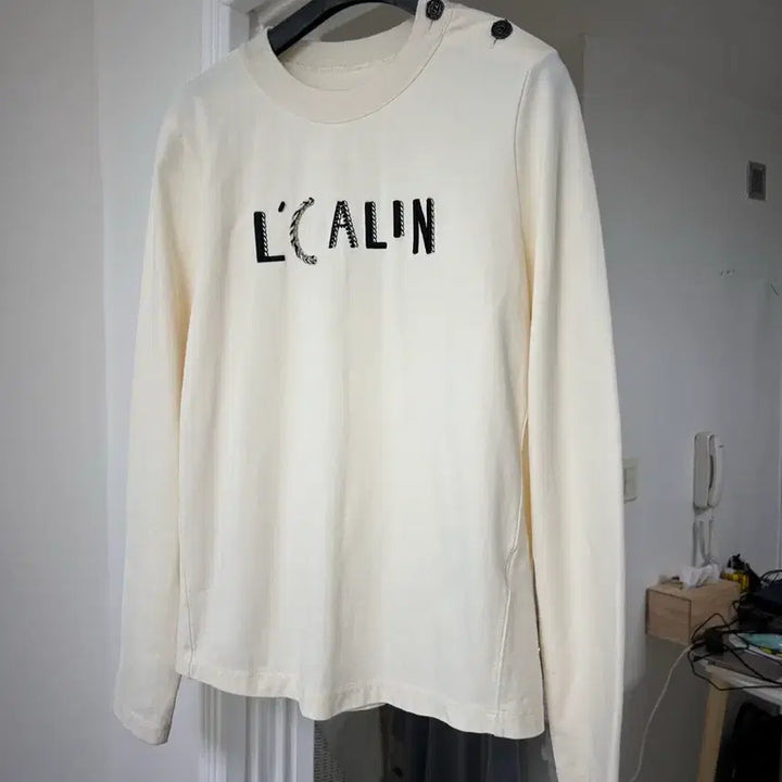 [BUNJANG] SJSJ Ivory Ribbed Neck T-Shirt / 한섬 SJSJ 아이보리 티셔츠 / sjsj