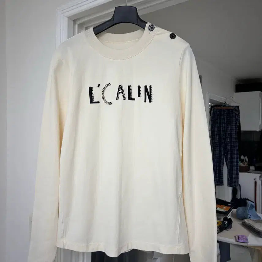[BUNJANG] SJSJ Ivory Ribbed Neck T-Shirt / 한섬 SJSJ 아이보리 티셔츠 / sjsj