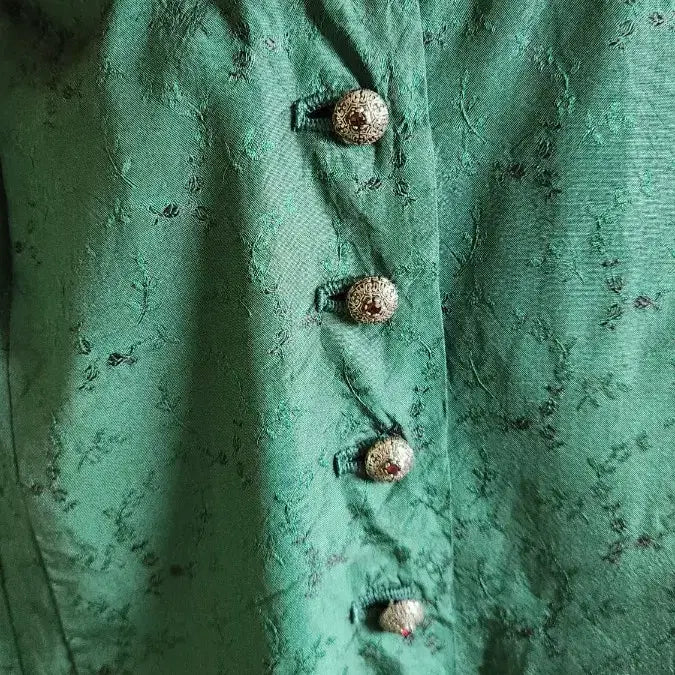 [BUNJANG] Australian Emerald &amp; Black Midi Dress / 오스트레일리아 을민소매 원피스