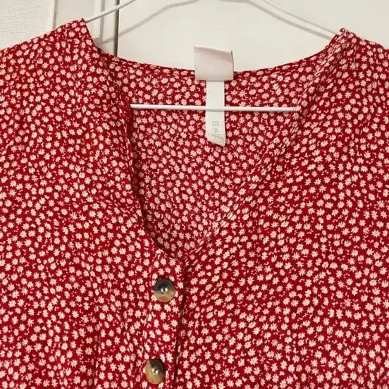 [SOLD OUT] [옷정리] H&amp;M / 레드 플라워 프린트 셔츠 원피스 / eur32