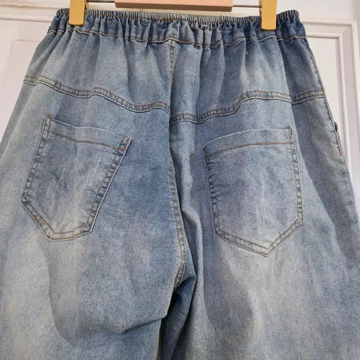 [BUNJANG] Wide Elastic Denim Pants / 봄 여름  디자인이쁜  와이드 스판  밴딩 청베기통바지  88까지