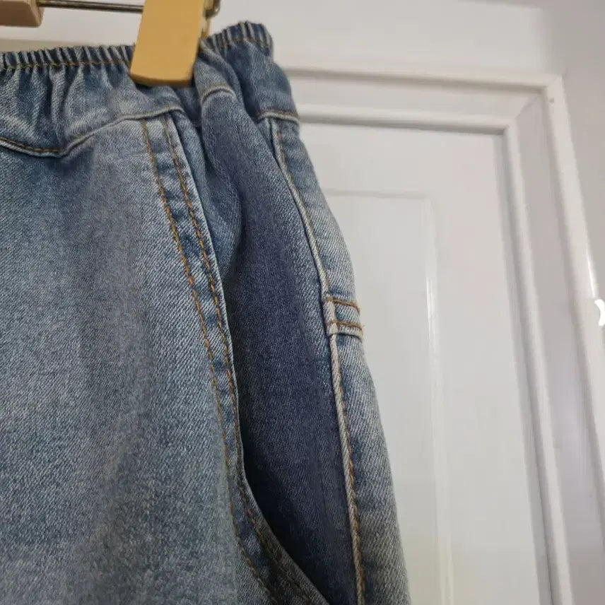 [BUNJANG] Wide Elastic Denim Pants / 봄 여름  디자인이쁜  와이드 스판  밴딩 청베기통바지  88까지