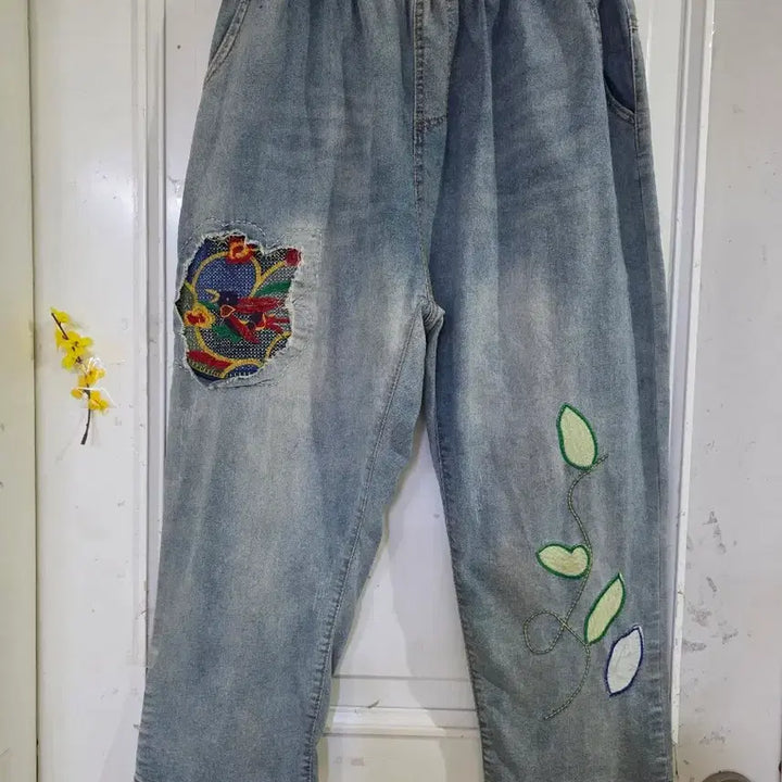 [BUNJANG] Wide Elastic Denim Pants / 봄 여름  디자인이쁜  와이드 스판  밴딩 청베기통바지  88까지
