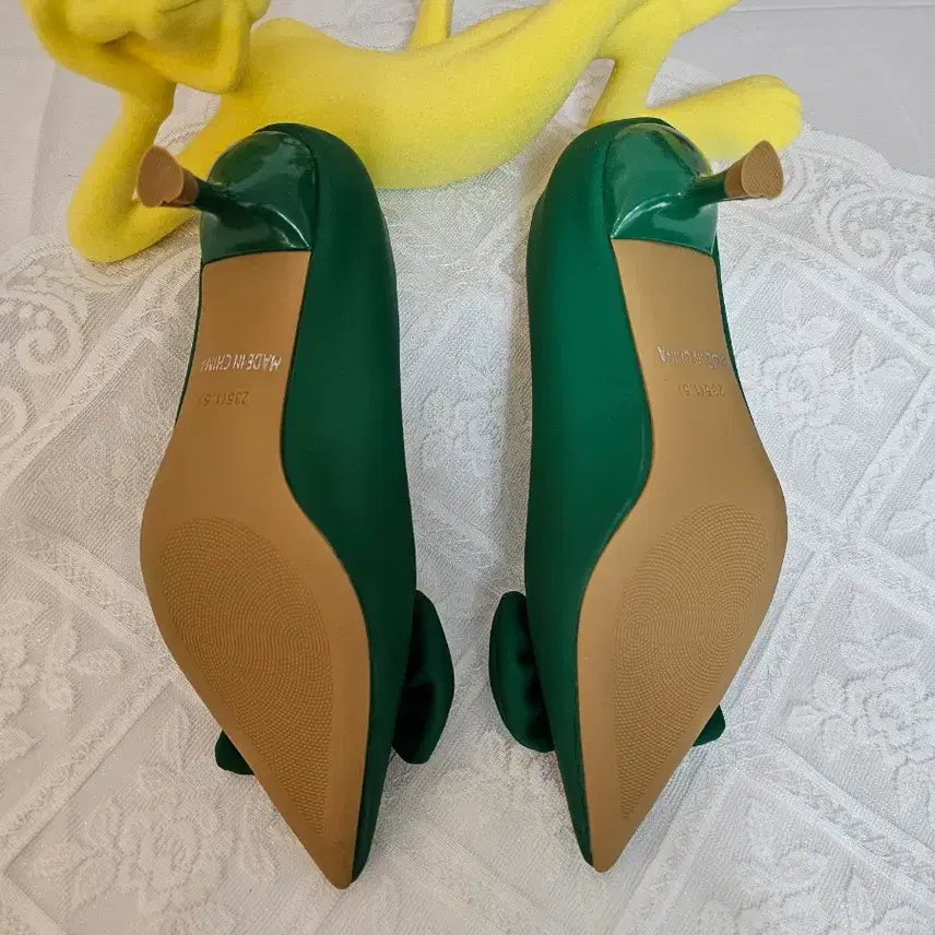 [BUNJANG] FVE.MIN &amp; SVS Green Ribbon Heels / FVE.MIN &amp; SVS 그린 리본 힐