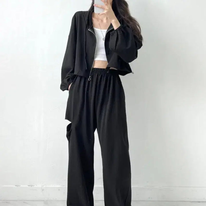 [BUNJANG] Wide Waistband Training Pants / 새상품 옆 컷팅 허리밴딩 와이드 트레이닝 팬츠 빅사이즈 가능 55-88