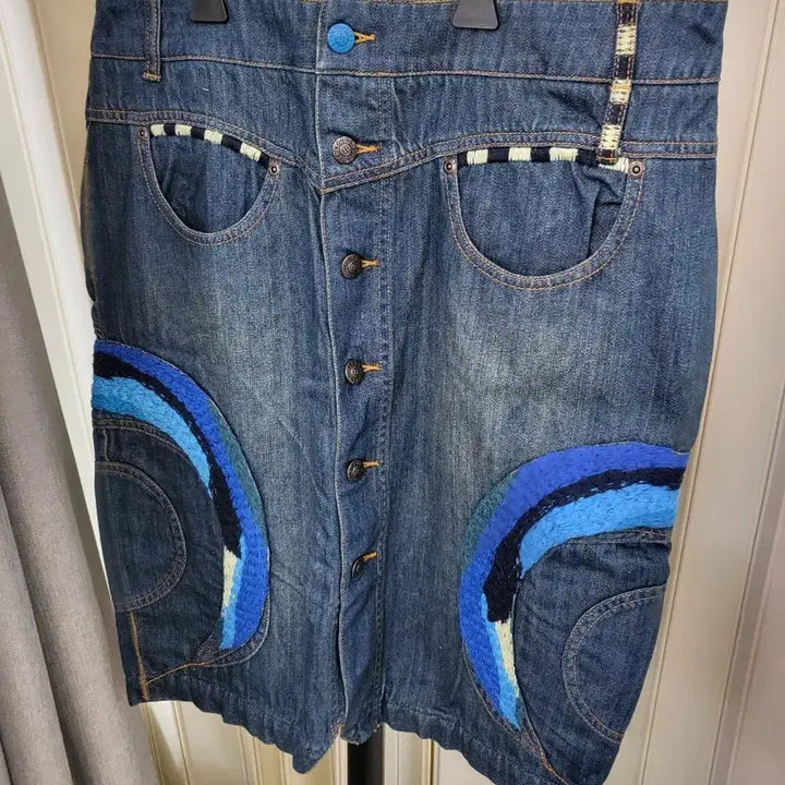 [BUNJANG] Oilily Vintage Denim Mini Skirt / 데님 스커트 청치마 빈티지 데코  오일릴리