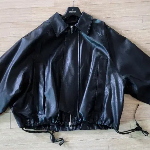 [BUNJANG] DNSR Vegan Leather Stingray Half Jacket Black / DNSR 디앤써 비건레더 스팅레이 하프자켓 블랙