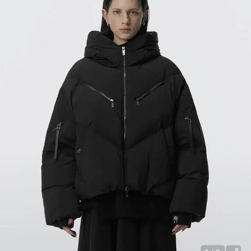 [BUNJANG] Trimming Bird Hooded Padded Jacket Black / 트리밍버드 후드 패딩 블랙