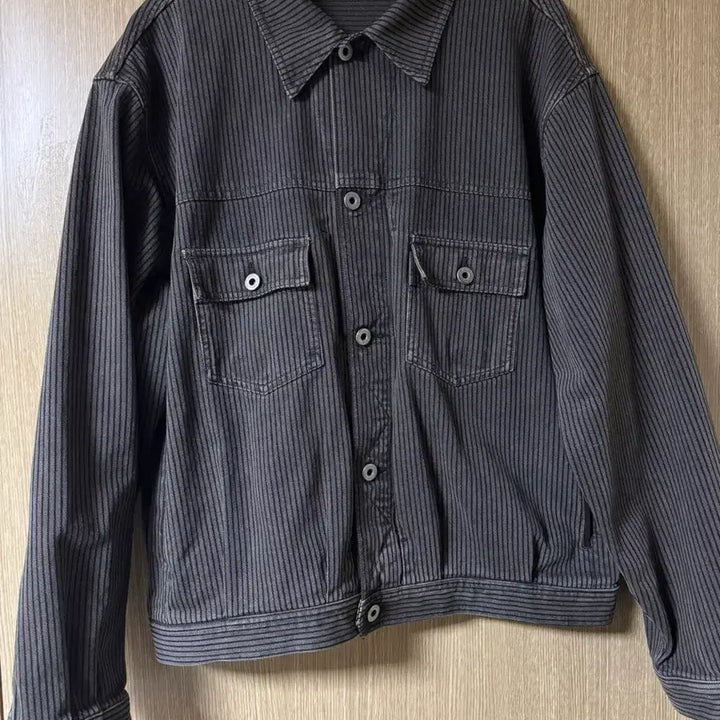 [SOLD OUT] 4)폴리테루 유즈드 트러커 자켓 다이드 그레이 (스트라이프, 재패니즈