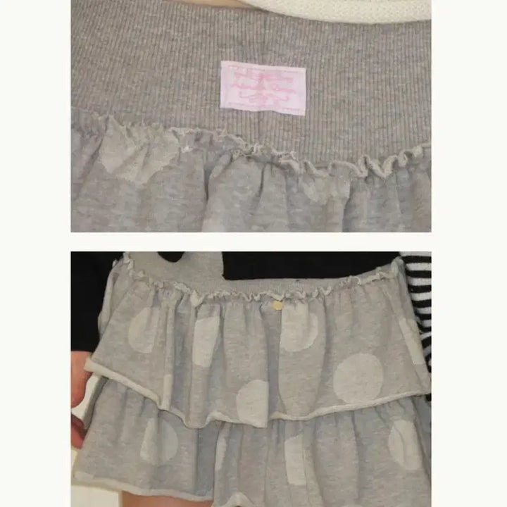 [SOLD OUT] 론론 도트 캉캉 러플 팬츠스커트 그레이