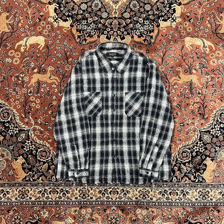 [BUNJANG] XL Blackout Check Shirt Navy / [XL] 블랙아웃 체크셔츠 네이비