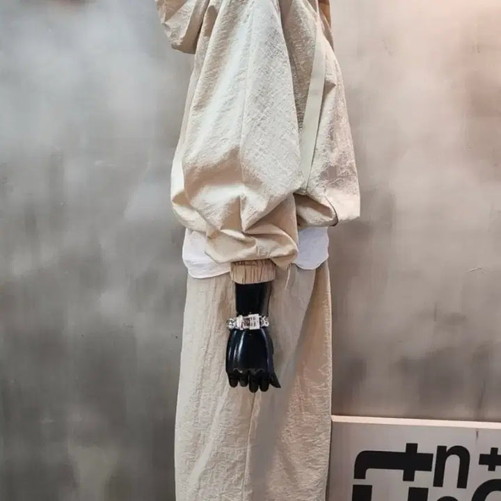 [SOLD OUT] 아노락 베이지 후드 티셔츠 스커트 상하세트