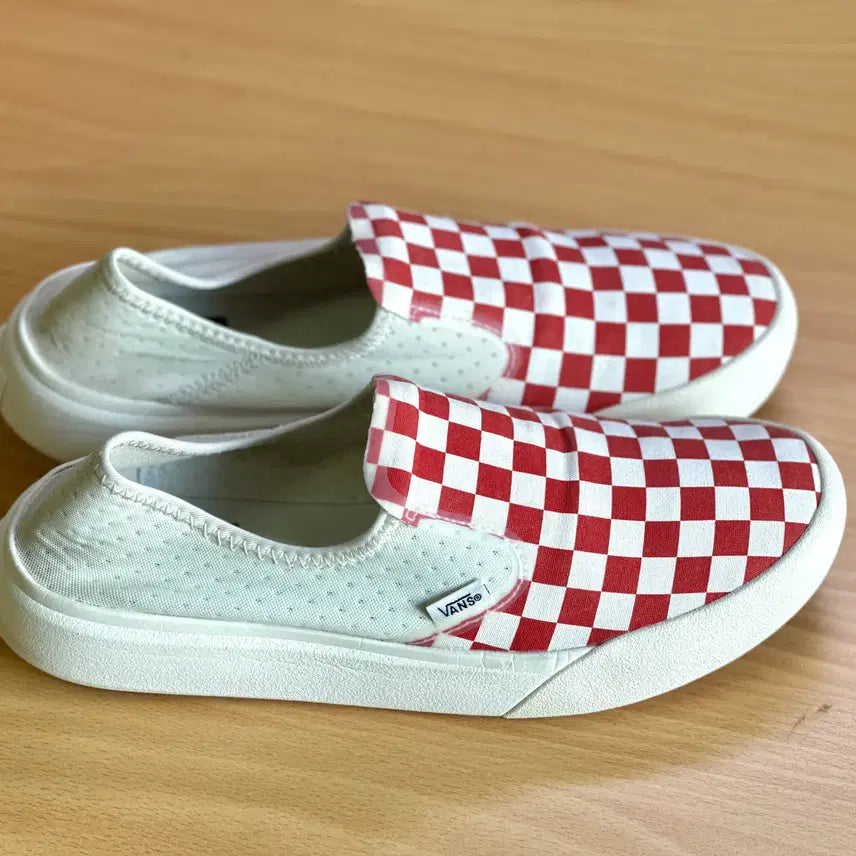 [BUNJANG] Vans ComfyCush One Racing Red Checkerboard Slip-On Mules / 반스 컴피쿠시 원 레드 체커보드 (2-Way 슬립온/뮬)