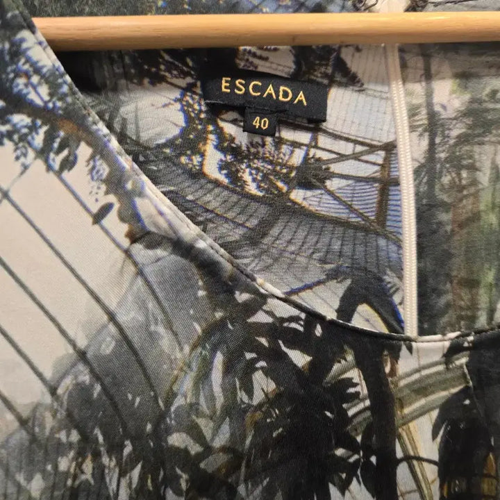 [BUNJANG] ESCADA Green House Pattern Long Dress Size 40 / ESCADA 40 그린하우스 패턴 롱 원피스