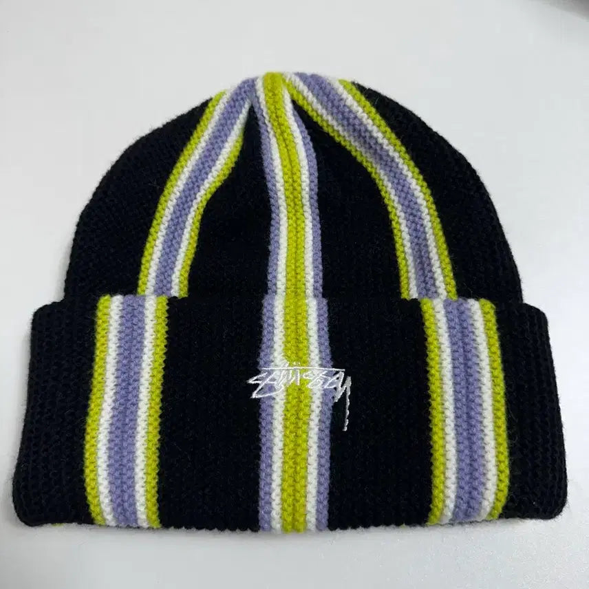 [BUNJANG] Stussy Vertical Stripe Beanie Lime / 스투시 버티칼 스트라이프 비니 라임